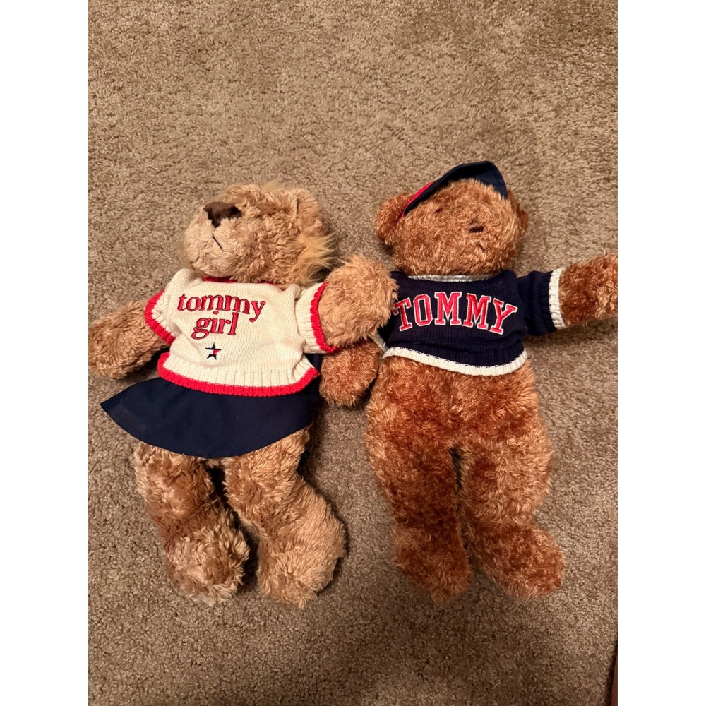 Vintage Tommy Hilfiger Tommy Girl Plush Teddy Bear Set Brown 15 Inch 2pc